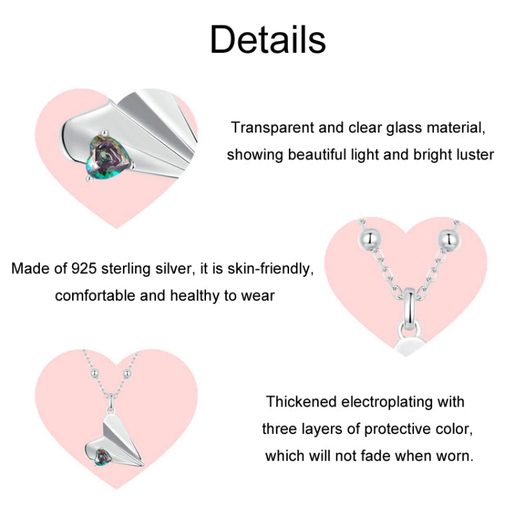 S925 Sterling Silver Paper Airplane Necklace Valentine Day Platinum-plated Jewelry My Store