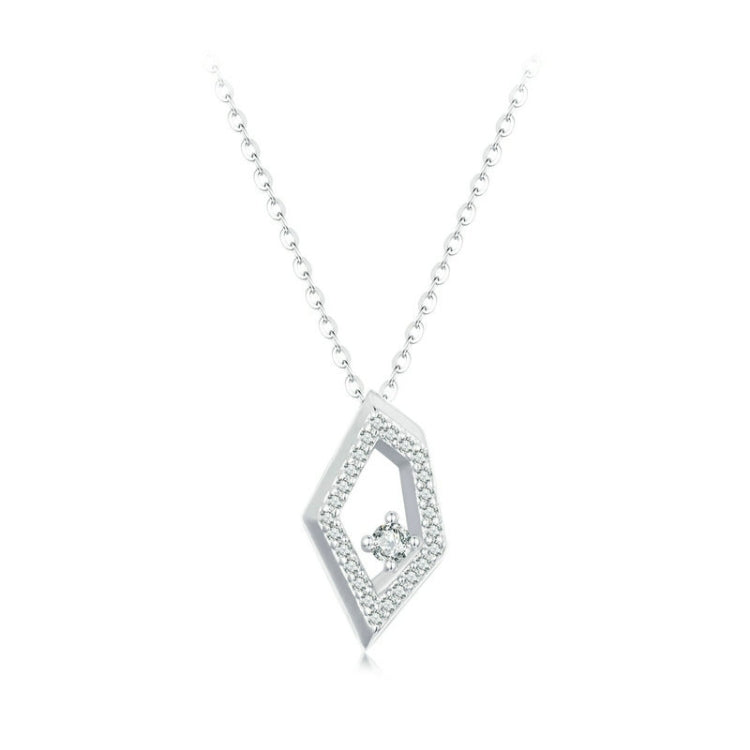 S925 Sterling Silver Platinum Plated Square Geometric Sparkling Necklace My Store