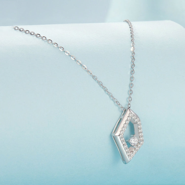 S925 Sterling Silver Platinum Plated Square Geometric Sparkling Necklace My Store