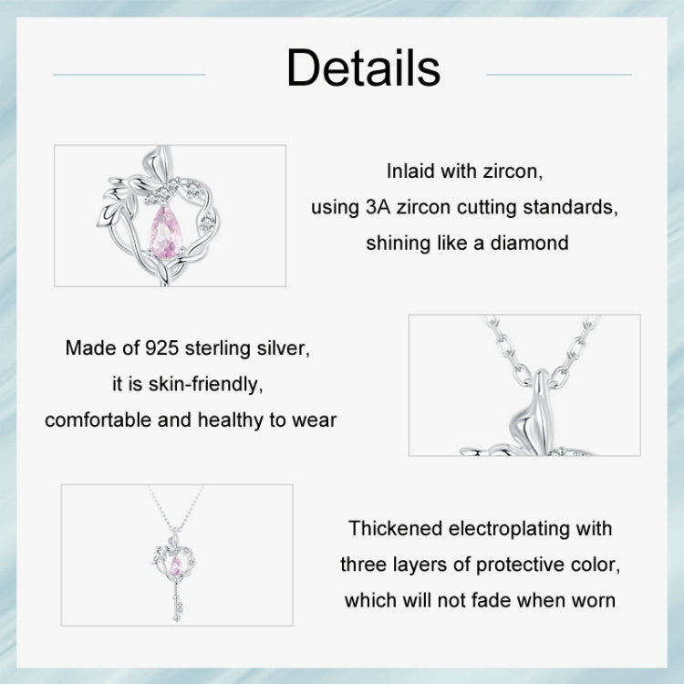 S925 Sterling Silver Platinum-plated Butterfly Vine Love Key Necklace My Store