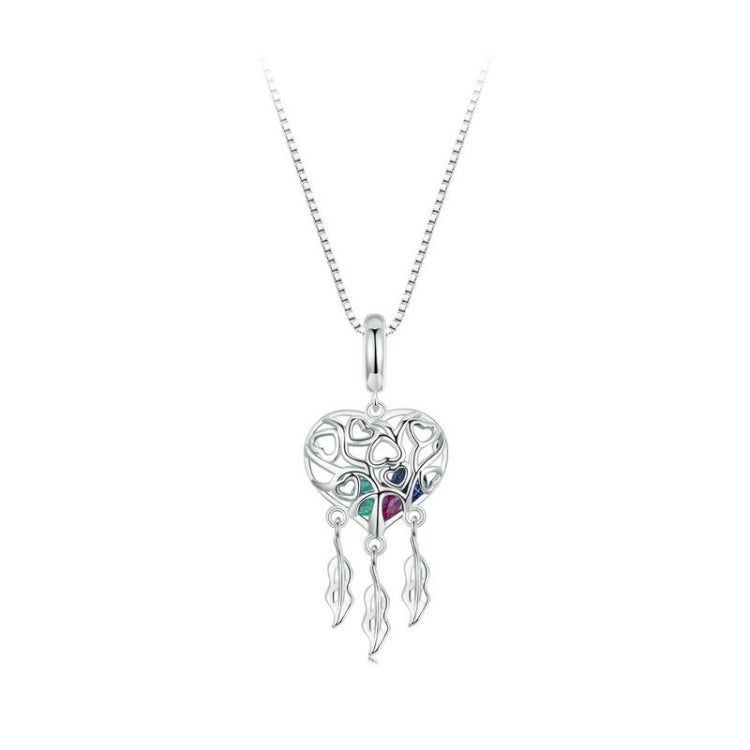 S925 Sterling Silver Platinum-plated Love Tree Of Life Dream Catcher Necklace My Store