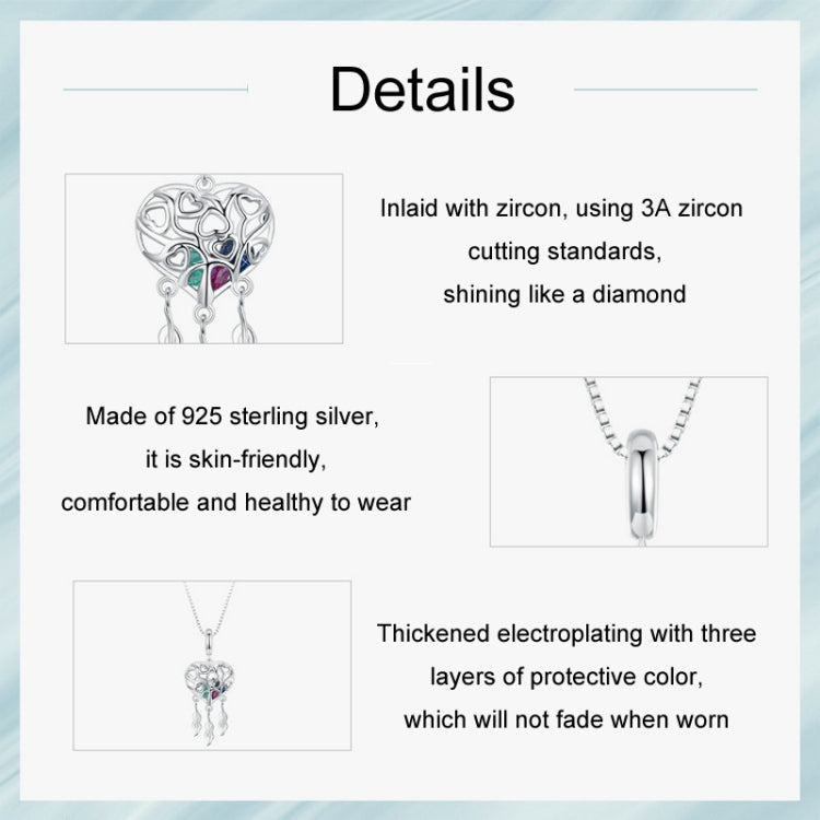 S925 Sterling Silver Platinum-plated Love Tree Of Life Dream Catcher Necklace My Store