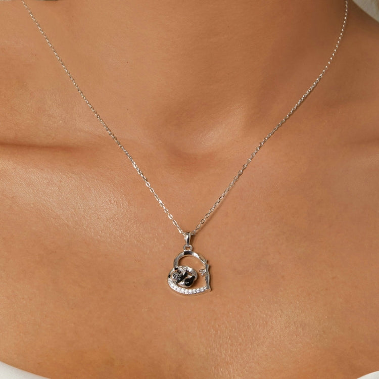 S925 Sterling Silver Platinum Plated Love Panda Necklace My Store