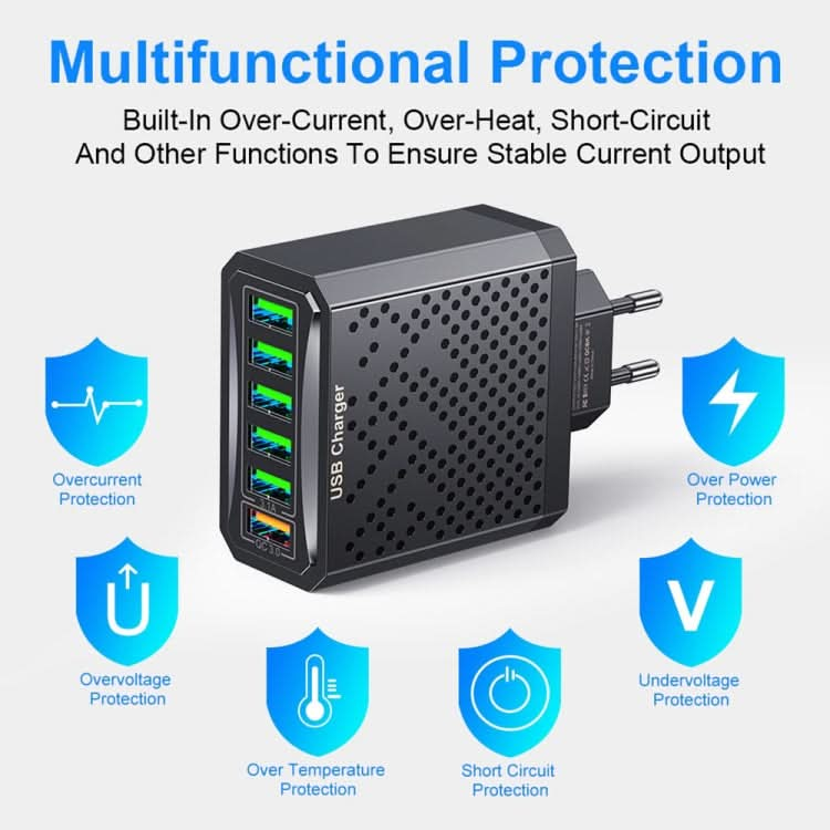 6-Ports Multifunctional Quick Charging USB Travel Charger Power Adapter