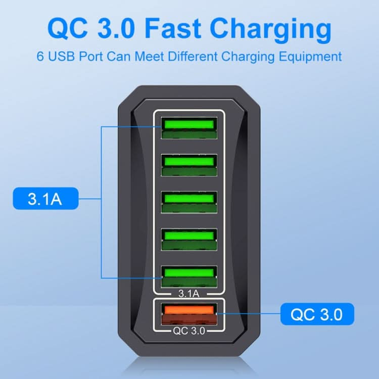 6-Ports Multifunctional Quick Charging USB Travel Charger Power Adapter