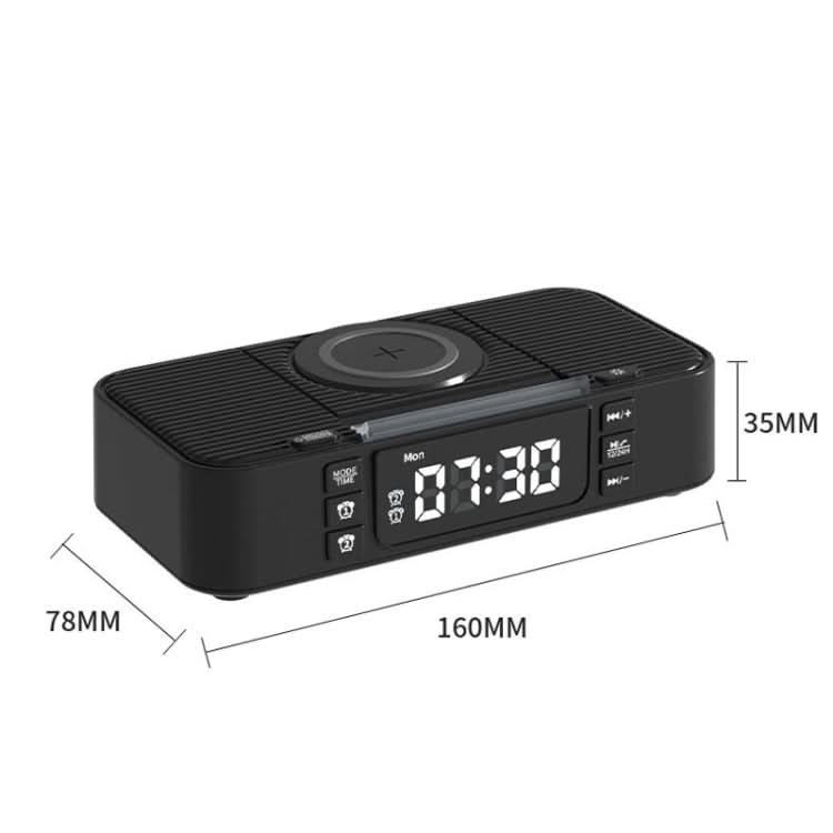 Digital Alarm Clock Wireless Charger Bluetooth Speaker RGB Night Light Cell Phone Stand