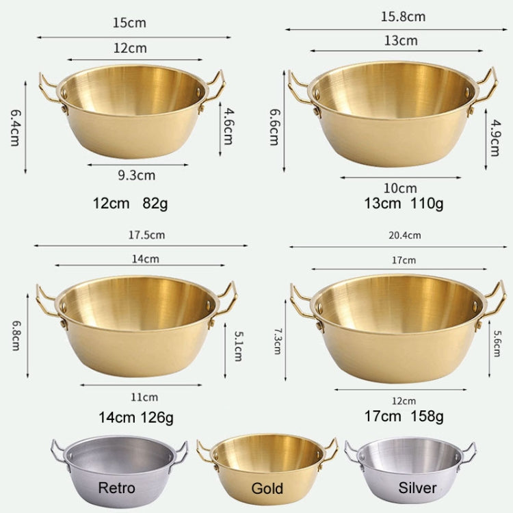 17cm 304 Stainless Steel Thickened Double Ear Soup Bowl Snack Bowl Fried Chicken Bowl(Silver)-Reluova