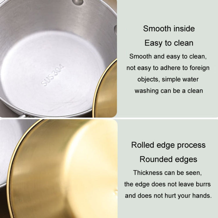 13cm 304 Stainless Steel Thickened Double Ear Soup Bowl Snack Bowl Fried Chicken Bowl(Gold)-Reluova