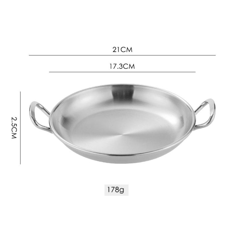 304 Stainless Steel With Double Ear Snack Tray Fried Chicken Chips Cold Dishes Candy Snacks Tray, Size: 17cm Round (Silver)-Reluova