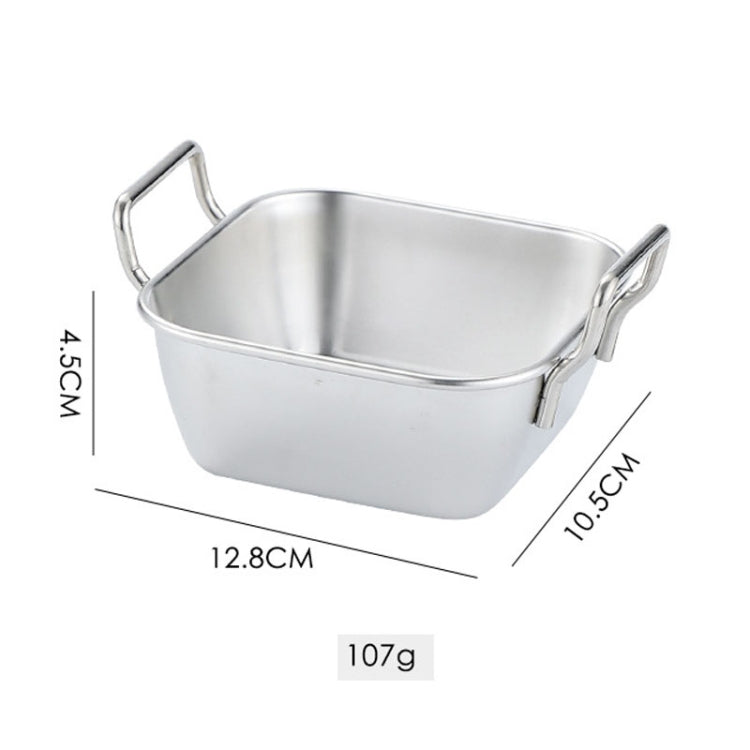 304 Stainless Steel With Double Ear Snack Tray Fried Chicken Chips Cold Dishes Candy Snacks Tray, Size: Small Square (Silver)-Reluova