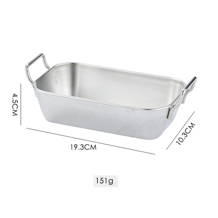 304 Stainless Steel With Double Ear Snack Tray Fried Chicken Chips Cold Dishes Candy Snacks Tray, Size: Large Square (Silver)-Reluova