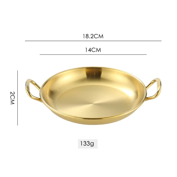 304 Stainless Steel With Double Ear Snack Tray Fried Chicken Chips Cold Dishes Candy Snacks Tray, Size: 13cm Round (Gold)-Reluova