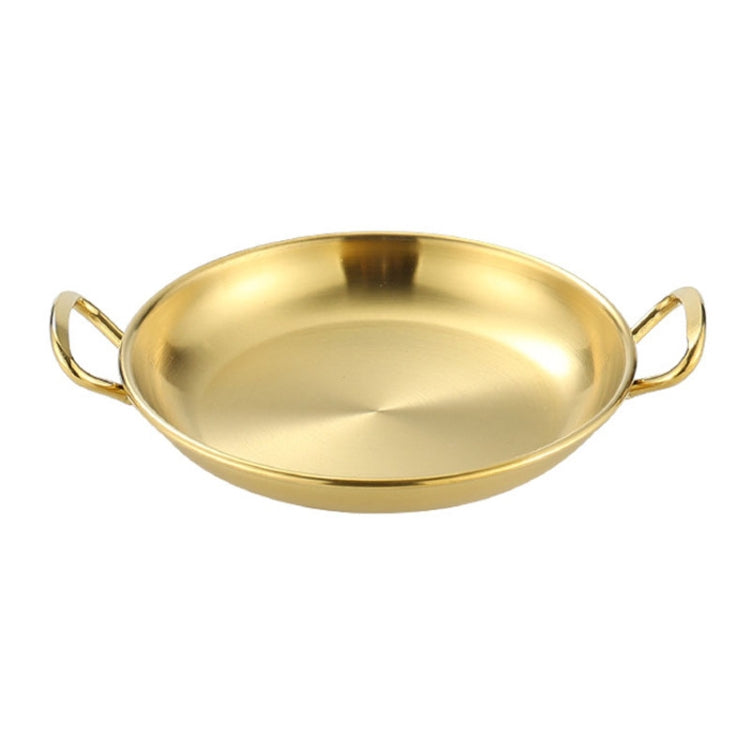 304 Stainless Steel With Double Ear Snack Tray Fried Chicken Chips Cold Dishes Candy Snacks Tray, Size: 13cm Round (Gold)-Reluova