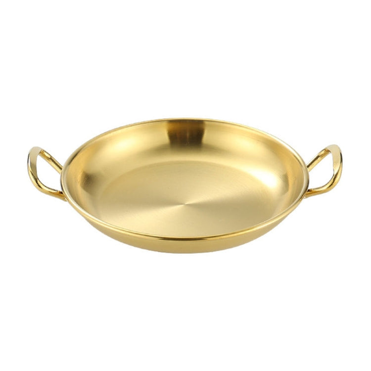 304 Stainless Steel With Double Ear Snack Tray Fried Chicken Chips Cold Dishes Candy Snacks Tray, Size: 15cm Round (Gold)-Reluova