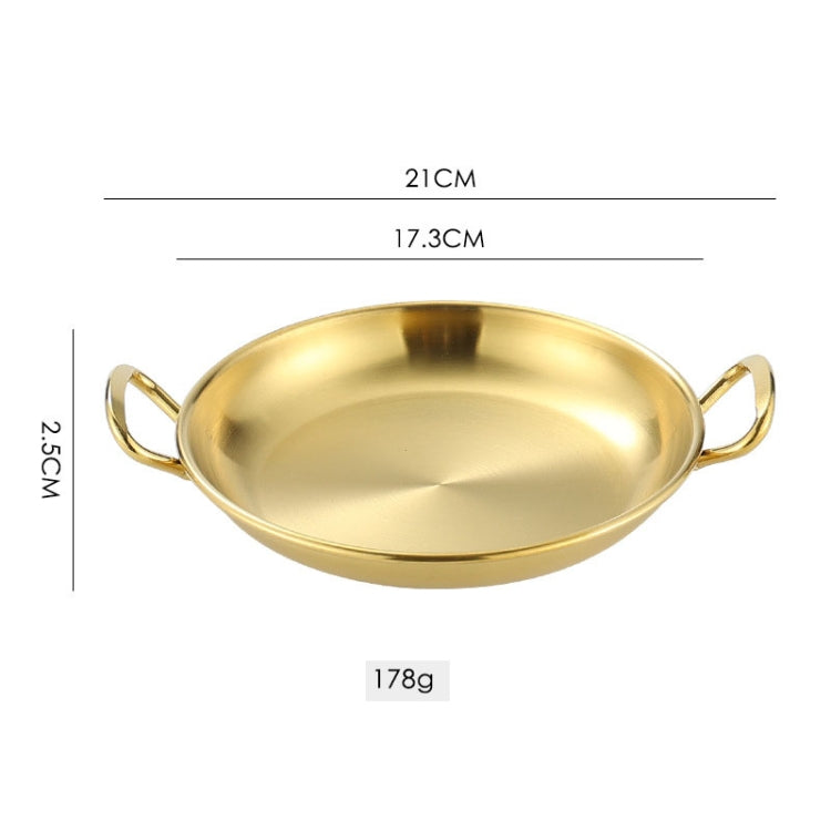 304 Stainless Steel With Double Ear Snack Tray Fried Chicken Chips Cold Dishes Candy Snacks Tray, Size: 17cm Round (Gold)-Reluova