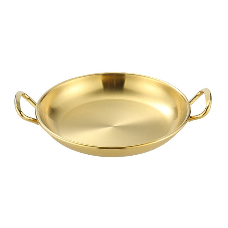 304 Stainless Steel With Double Ear Snack Tray Fried Chicken Chips Cold Dishes Candy Snacks Tray, Size: 17cm Round (Gold)-Reluova