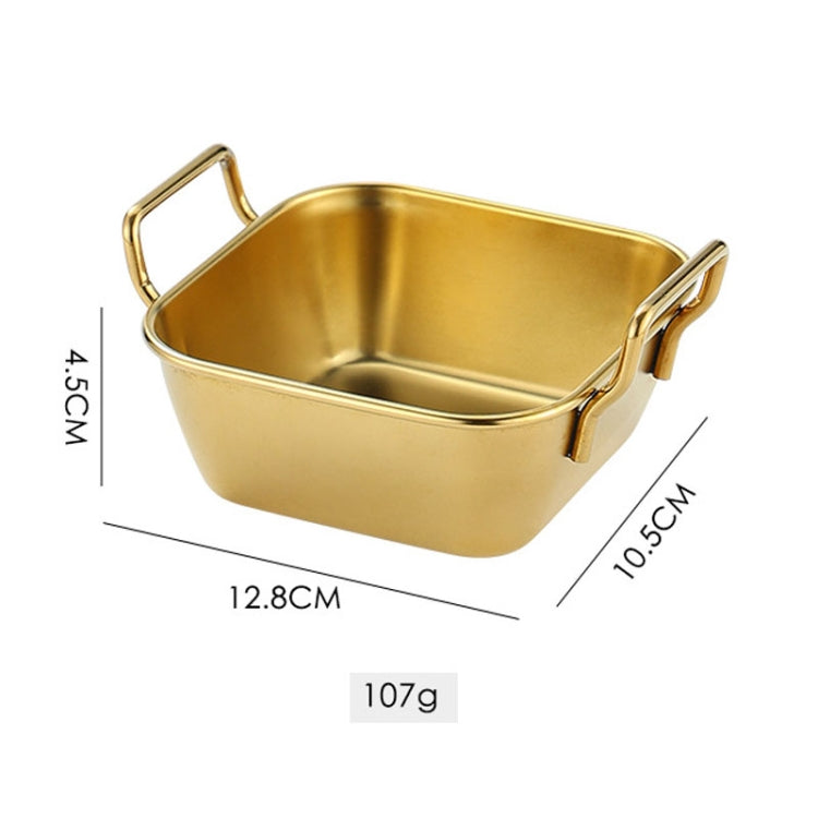 304 Stainless Steel With Double Ear Snack Tray Fried Chicken Chips Cold Dishes Candy Snacks Tray, Size: Small Square (Gold)-Reluova