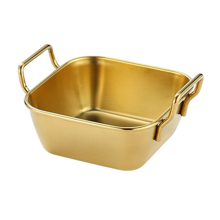 304 Stainless Steel With Double Ear Snack Tray Fried Chicken Chips Cold Dishes Candy Snacks Tray, Size: Small Square (Gold)-Reluova