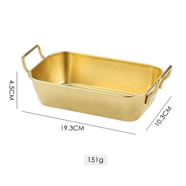 304 Stainless Steel With Double Ear Snack Tray Fried Chicken Chips Cold Dishes Candy Snacks Tray, Size: Large Square (Gold)-Reluova