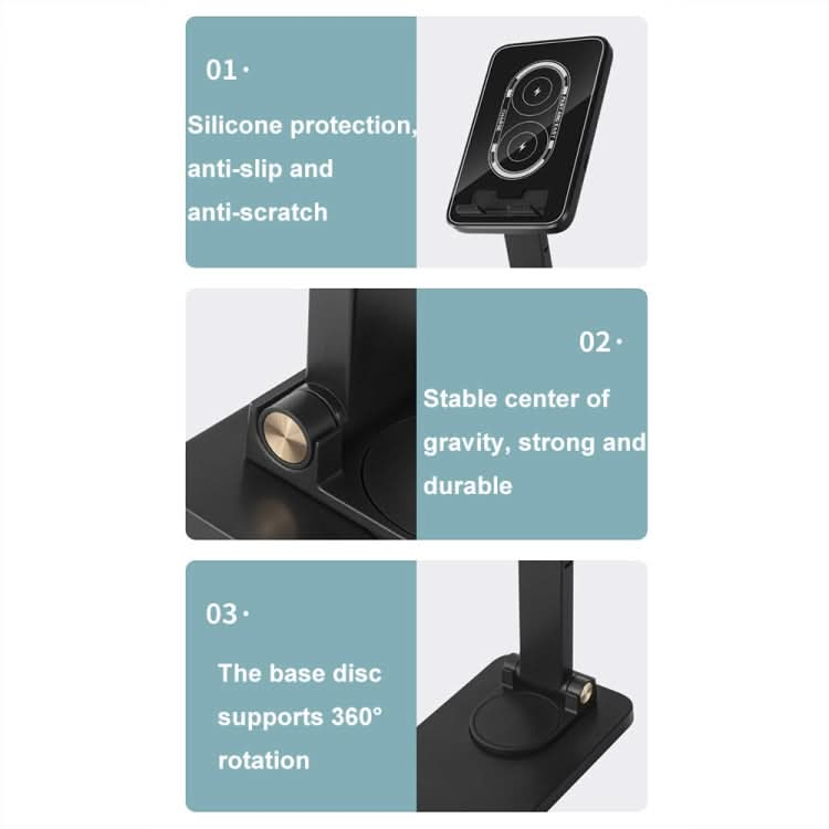 15W Desktop Wireless Charging Rotating Phone Holder Lazy Tablet Folding Lifting Bracket