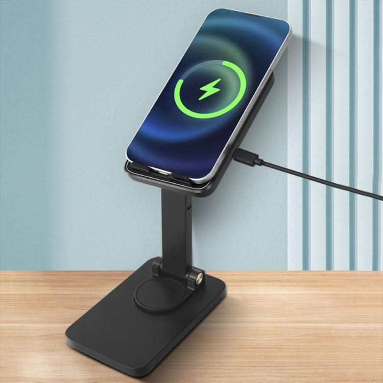 15W Desktop Wireless Charging Rotating Phone Holder Lazy Tablet Folding Lifting Bracket