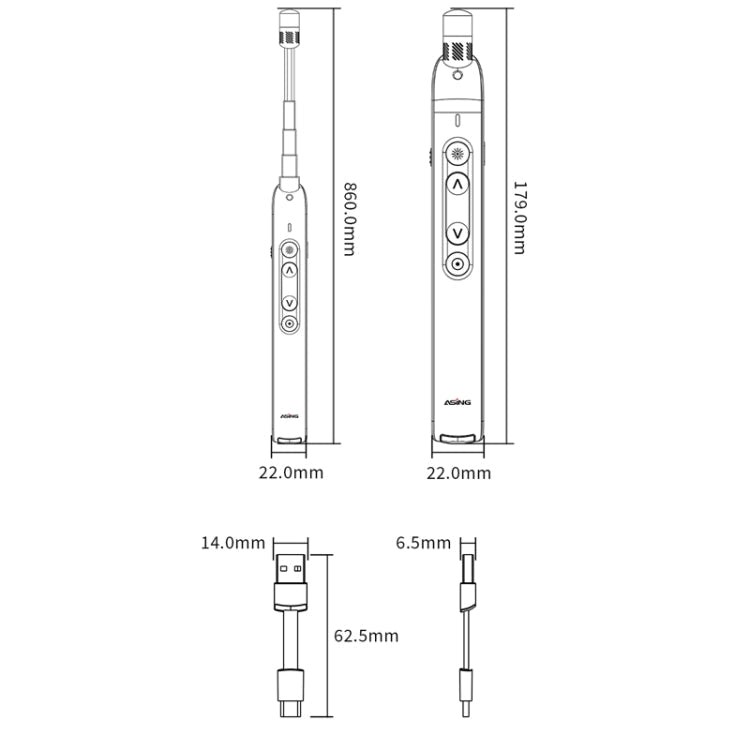 ASING A31 Multi-Functional Presentation Remote With Telescopic Teaching Rod Designed For Touch Screen