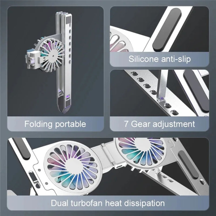 C9 Pro RGB Ambient Light Foldable Fan Cooling Laptop Aluminum Alloy Heightening Stand My Store