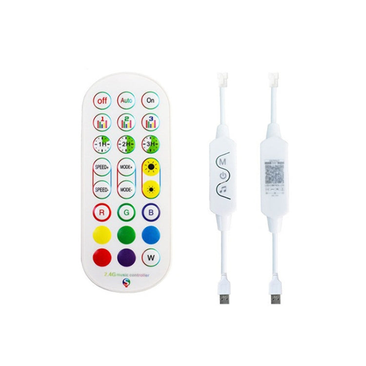 24-Key 2.4G Smart Colorful Running Water LED Light Strip Controller(White)-Reluova