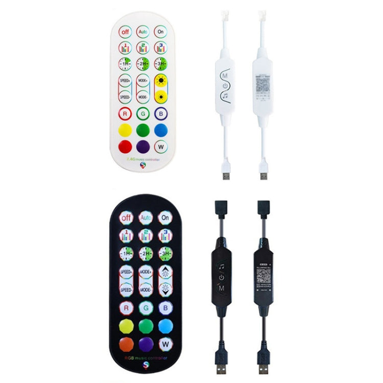 24-Key 2.4G Smart Colorful Running Water LED Light Strip Controller(Black)-Reluova