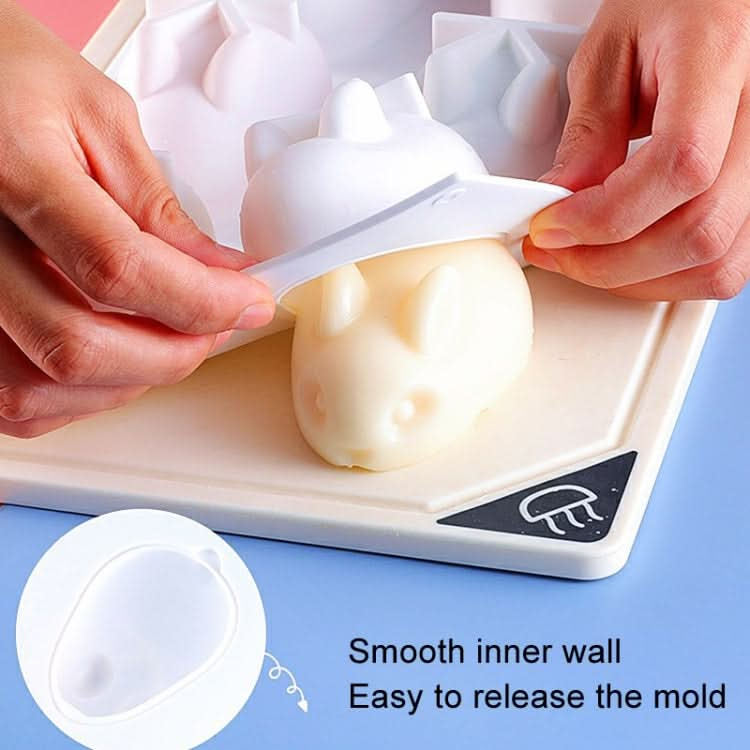 6-link Bunny Pudding Silicone Mold Cake Mousse Jelly Baking Grinder-Reluova