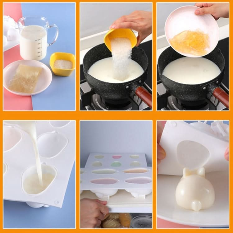 6-link Bunny Pudding Silicone Mold Cake Mousse Jelly Baking Grinder-Reluova