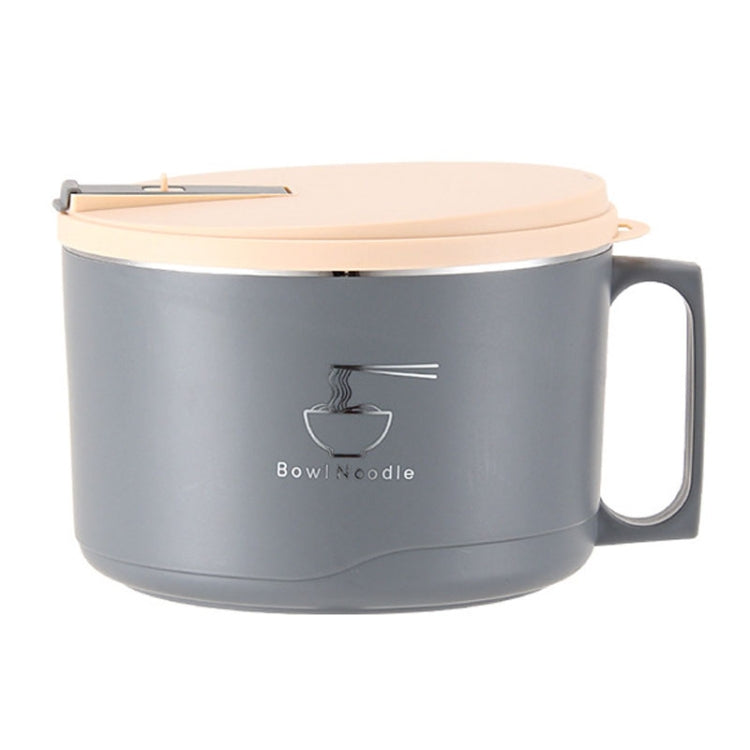 304 Stainless Steel Insulated Rice Bowl Dormitory Student Instant Noodle Bowl With Lid, Color: 1100ml Grey-Reluova