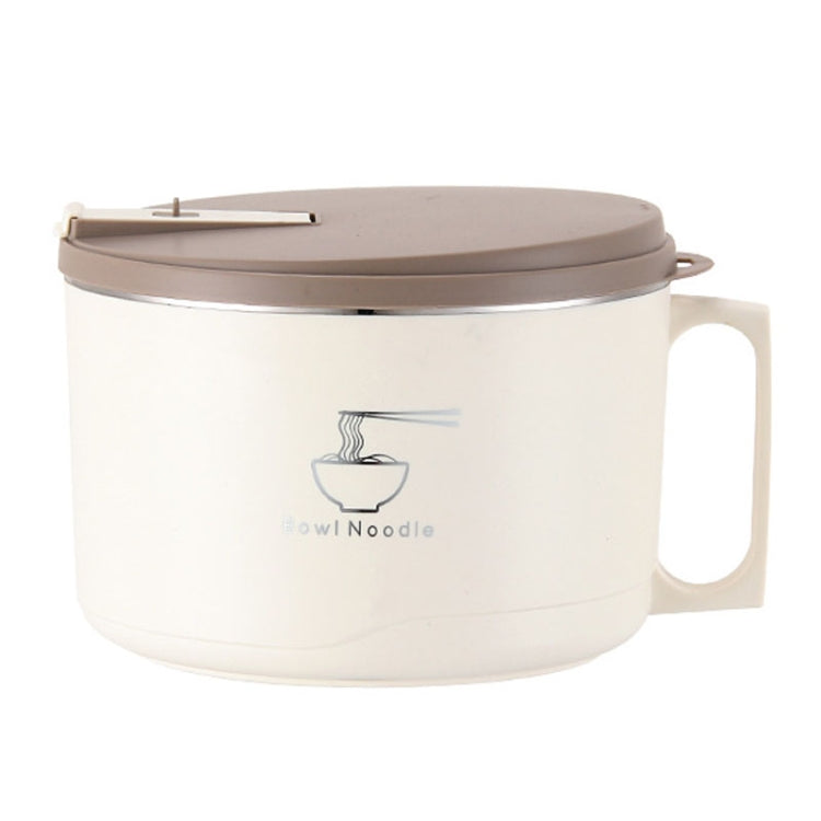 304 Stainless Steel Insulated Rice Bowl Dormitory Student Instant Noodle Bowl With Lid, Color: 1100ml White-Reluova