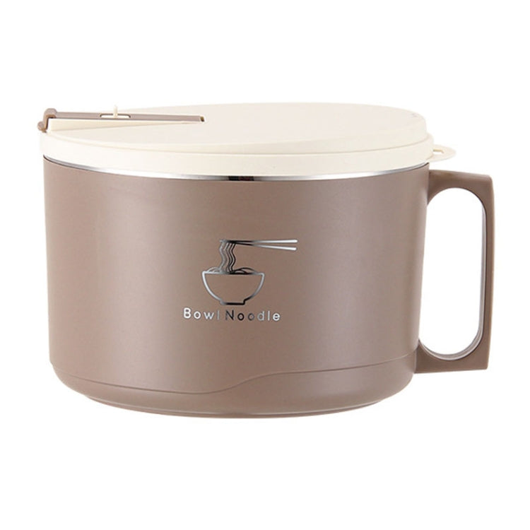 304 Stainless Steel Insulated Rice Bowl Dormitory Student Instant Noodle Bowl With Lid, Color: 1700ml Khaki-Reluova