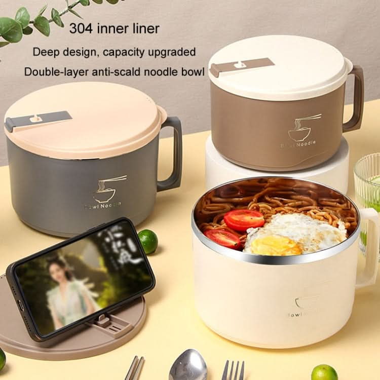 304 Stainless Steel Insulated Rice Bowl Dormitory Student Instant Noodle Bowl With Lid-Reluova