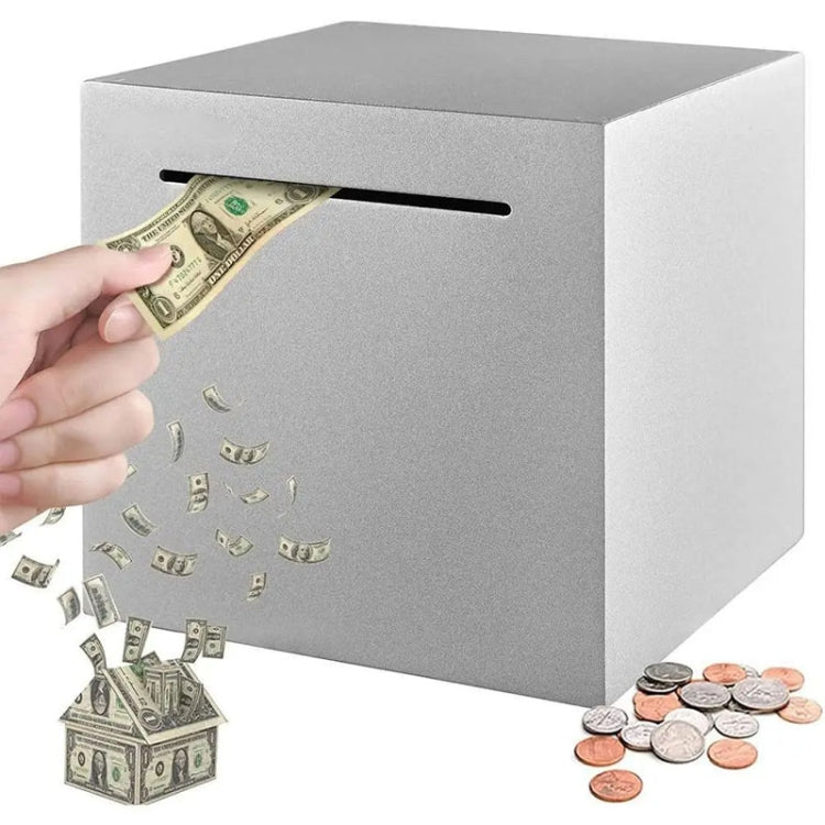 12x12x12cm Stainless Steel Money Box Only In, No Export Adult Children Savings Box-Reluova