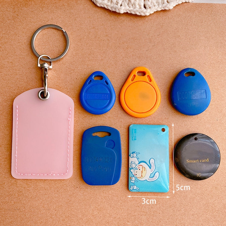 Access Control Elevator Card Holder Proximity Card Protector Keychain With Pull Ring, Style: Small Square Pink-Reluova