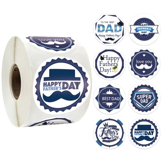 1.5 Inch  500pcs /Roll Happy Fathers Day Stickers For Box And Gifts Wrapping Decoration(Style One)-Reluova