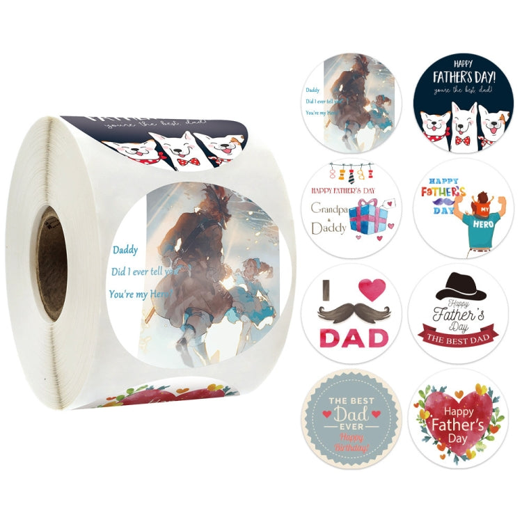 1.5 Inch  500pcs /Roll Happy Fathers Day Stickers For Box And Gifts Wrapping Decoration(Style Three)-Reluova