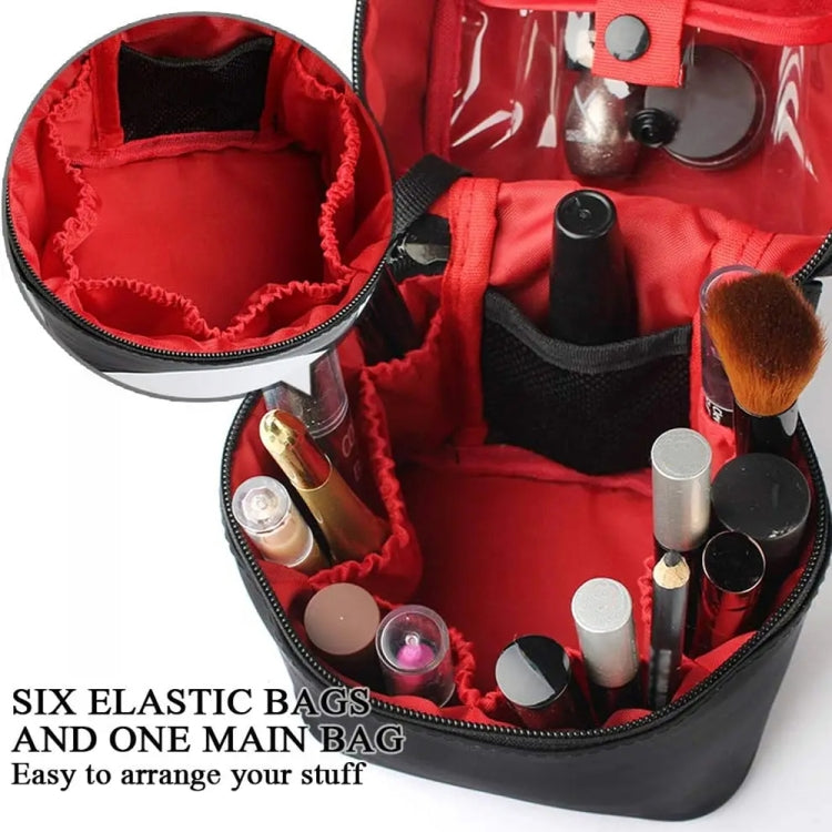 A02-81 Large Capacity Portable Three-dimensional Handheld Cosmetic Bag Travel Toiletry Storage Bag(Black Red)-Reluova