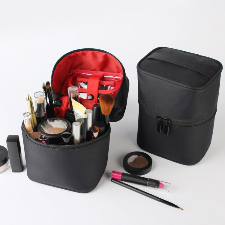 A02-81 Large Capacity Portable Three-dimensional Handheld Cosmetic Bag Travel Toiletry Storage Bag(Full Black)-Reluova