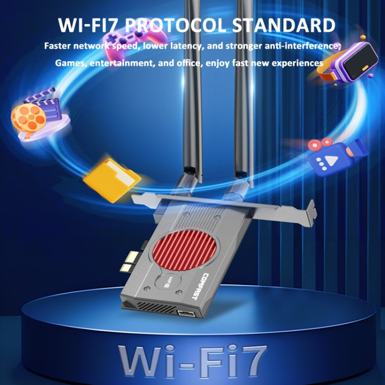 COMFAST BE200MAX 8774Mbps WiFi7 Network Card Bluetooth 5.4 Tri-Band PCIE WiFi Receiver