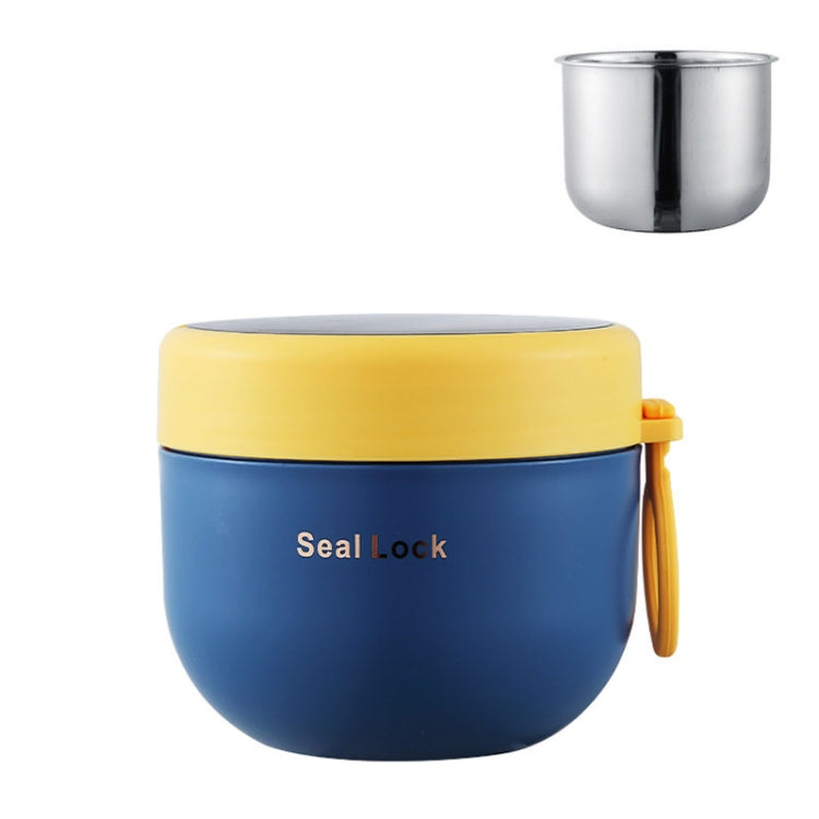 304 Stainless Steel Insulated Soup Bowl Oatmeal Breakfast Cup Portable Lunch Box, Color: 600ml Blue-Reluova