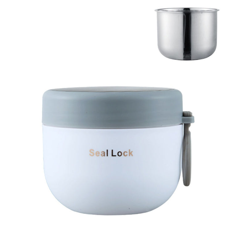 304 Stainless Steel Insulated Soup Bowl Oatmeal Breakfast Cup Portable Lunch Box, Color: 600ml White-Reluova