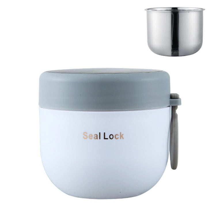 304 Stainless Steel Insulated Soup Bowl Oatmeal Breakfast Cup Portable Lunch Box, Color: 800ml White-Reluova