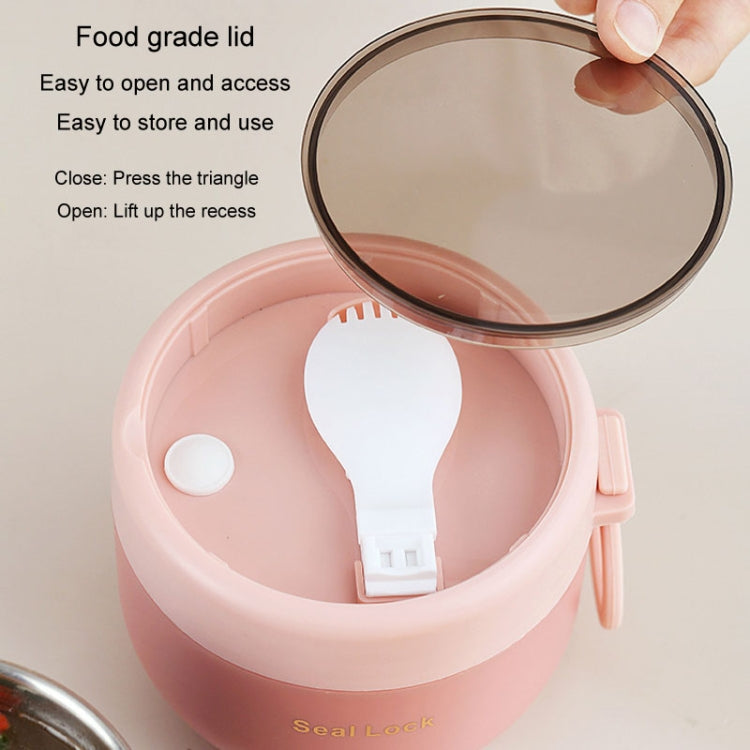 304 Stainless Steel Insulated Soup Bowl Oatmeal Breakfast Cup Portable Lunch Box, Color: 800ml Pink-Reluova