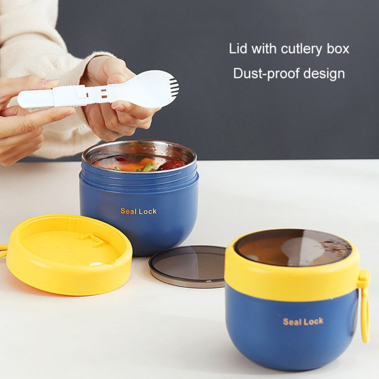 304 Stainless Steel Insulated Soup Bowl Oatmeal Breakfast Cup Portable Lunch Box, Color: 800ml White-Reluova