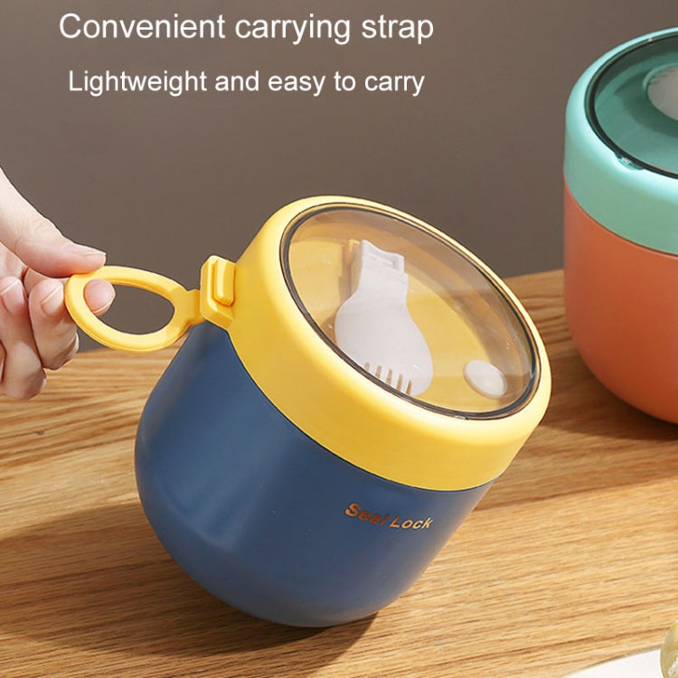 304 Stainless Steel Insulated Soup Bowl Oatmeal Breakfast Cup Portable Lunch Box, Color: 600ml Blue-Reluova