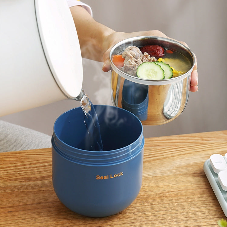 304 Stainless Steel Insulated Soup Bowl Oatmeal Breakfast Cup Portable Lunch Box, Color: 800ml White-Reluova