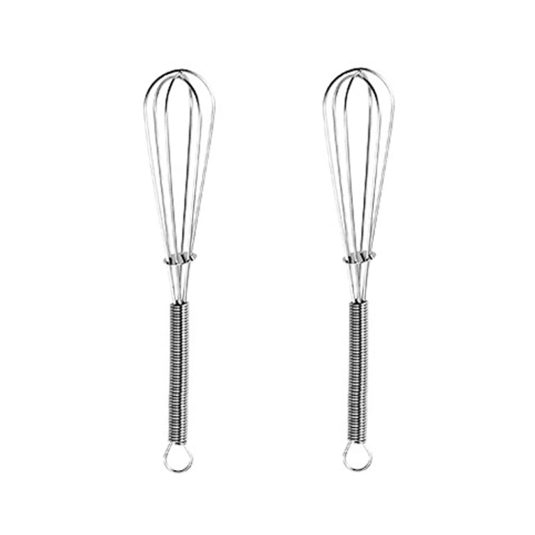 2pcs Household Manual Spring Beater Handheld Stainless Steel Mini Whisk, Size: 7 inch-Reluova